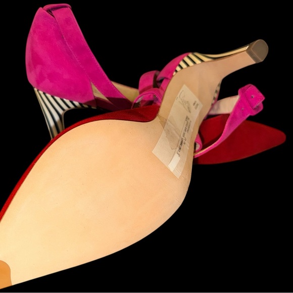 Peter Kaiser lipstick Berry suede Schwarz lines heels size 8 - Picture 6 of 14